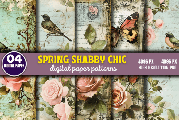Download Spring Shabby Chic Digital Paper Pattern - Premium Resources